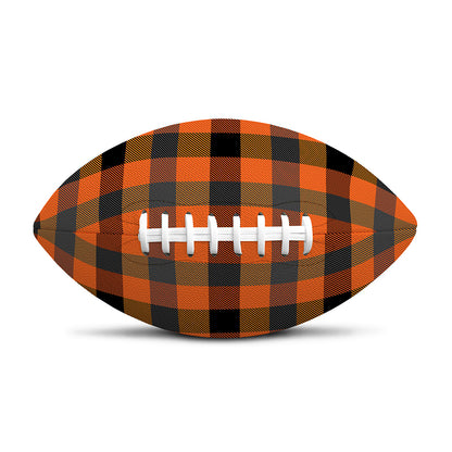 Halloween Orange Buffalo Check Print Rugby Ball
