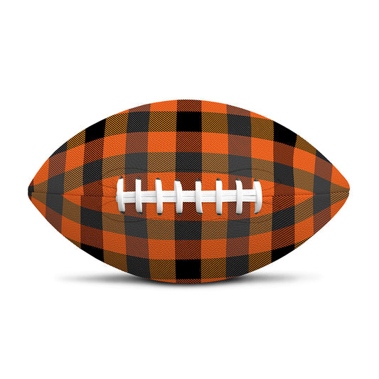 Halloween Orange Buffalo Check Print Rugby Ball