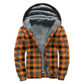 Halloween Orange Buffalo Check Print Sherpa Lined Zip Up Hoodie