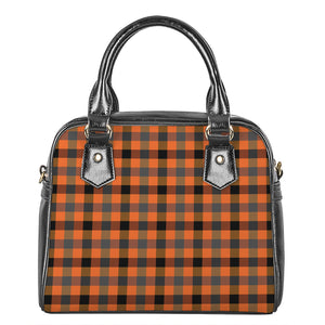 Halloween Orange Buffalo Check Print Shoulder Handbag