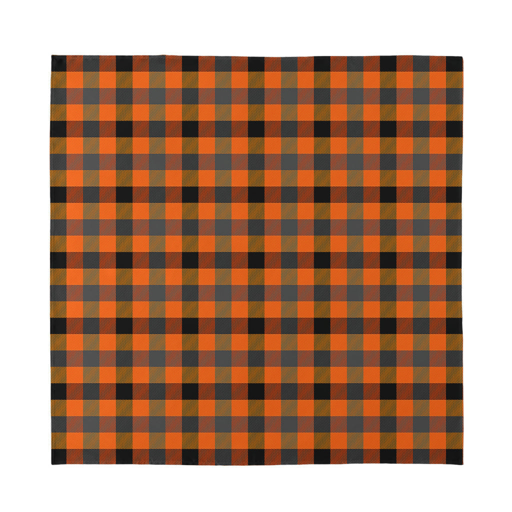 Halloween Orange Buffalo Check Print Silk Bandana