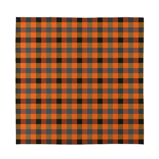 Halloween Orange Buffalo Check Print Silk Bandana