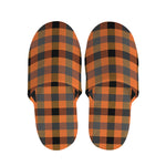 Halloween Orange Buffalo Check Print Slippers