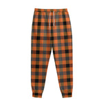 Halloween Orange Buffalo Check Print Sweatpants