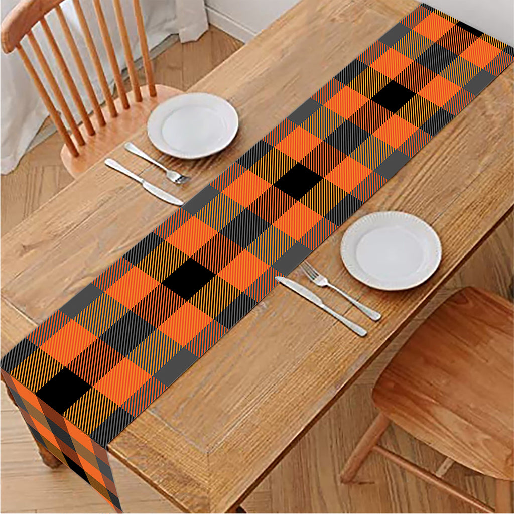 Halloween Orange Buffalo Check Print Table Runner