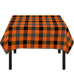 Halloween Orange Buffalo Check Print Tablecloth