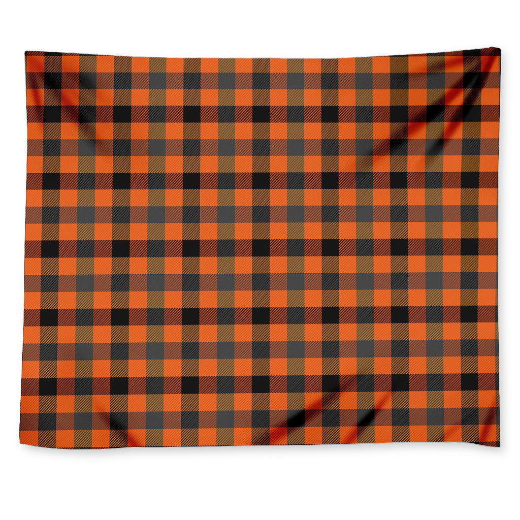 Halloween Orange Buffalo Check Print Tapestry