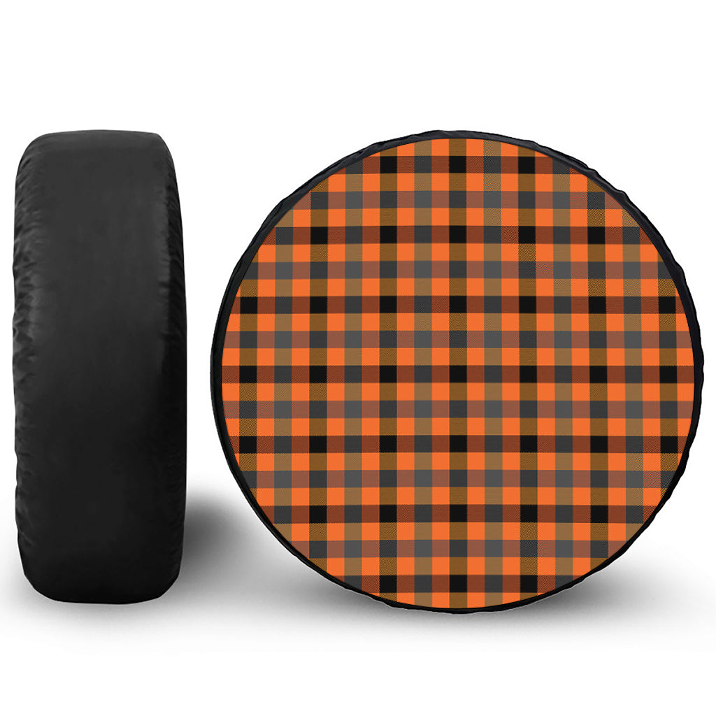 Halloween Orange Buffalo Check Print Tire Cover
