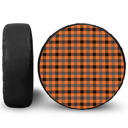 Halloween Orange Buffalo Check Print Tire Cover
