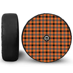 Halloween Orange Buffalo Check Print Tire Cover With Camera Hole