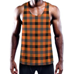 Halloween Orange Buffalo Check Print Training Tank Top
