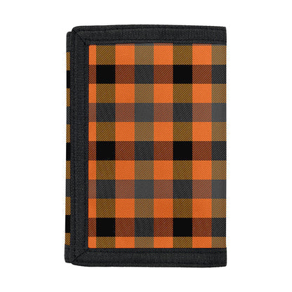 Halloween Orange Buffalo Check Print Trifold Wallet