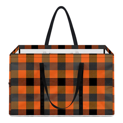 Halloween Orange Buffalo Check Print Utility Tote Bag