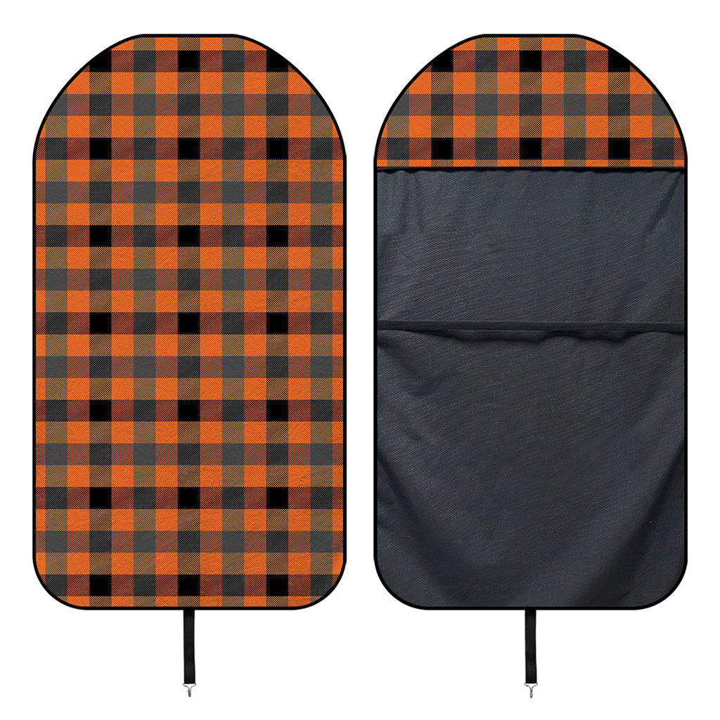 Halloween Orange Buffalo Check Print Waterproof Car Seat Cover