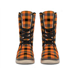 Halloween Orange Buffalo Check Print Winter Boots
