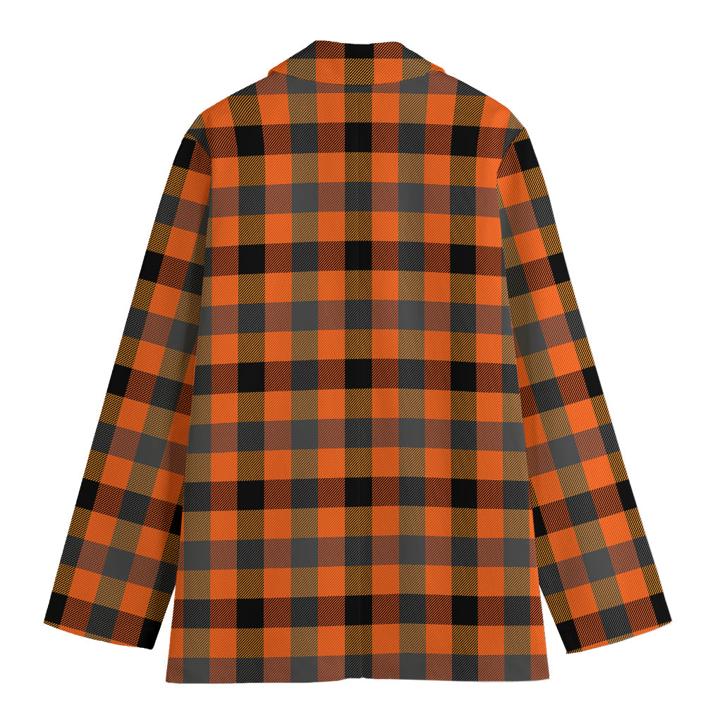 Halloween Orange Buffalo Check Print Women's Blazer