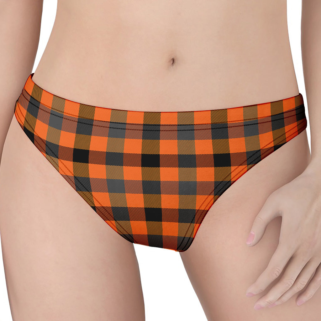 Halloween Orange Buffalo Check Print Women's Thong