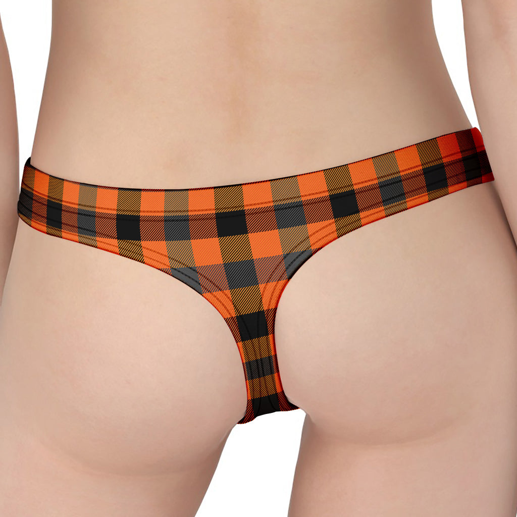 Halloween Orange Buffalo Check Print Women's Thong