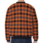 Halloween Orange Buffalo Check Print Zip Sleeve Bomber Jacket