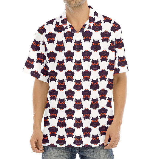 Halloween Owl Pattern Print Aloha Shirt