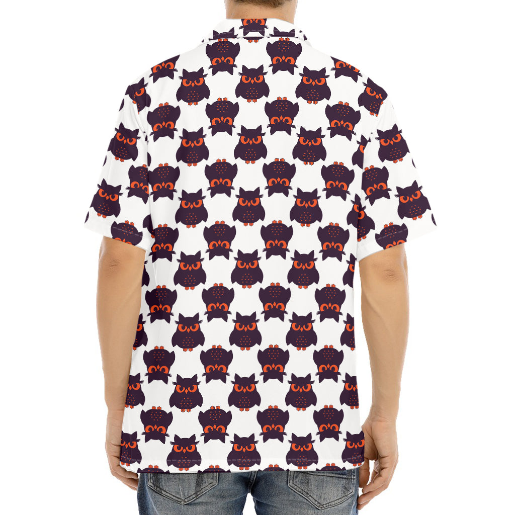 Halloween Owl Pattern Print Aloha Shirt