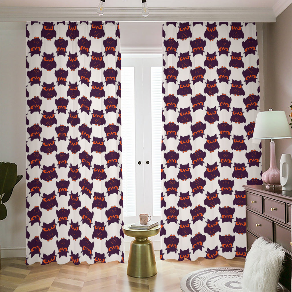 Halloween Owl Pattern Print Blackout Pencil Pleat Curtains