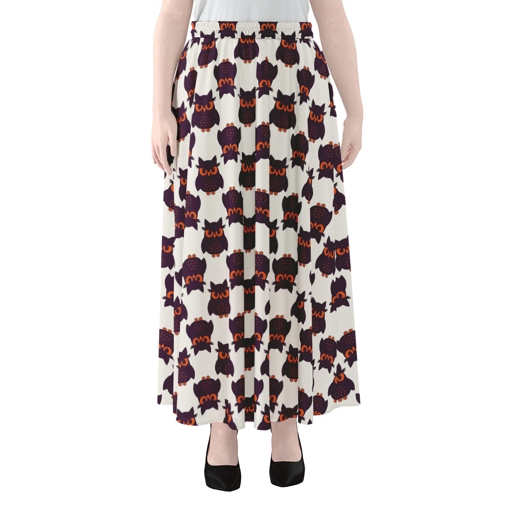 Halloween Owl Pattern Print Chiffon Maxi Skirt