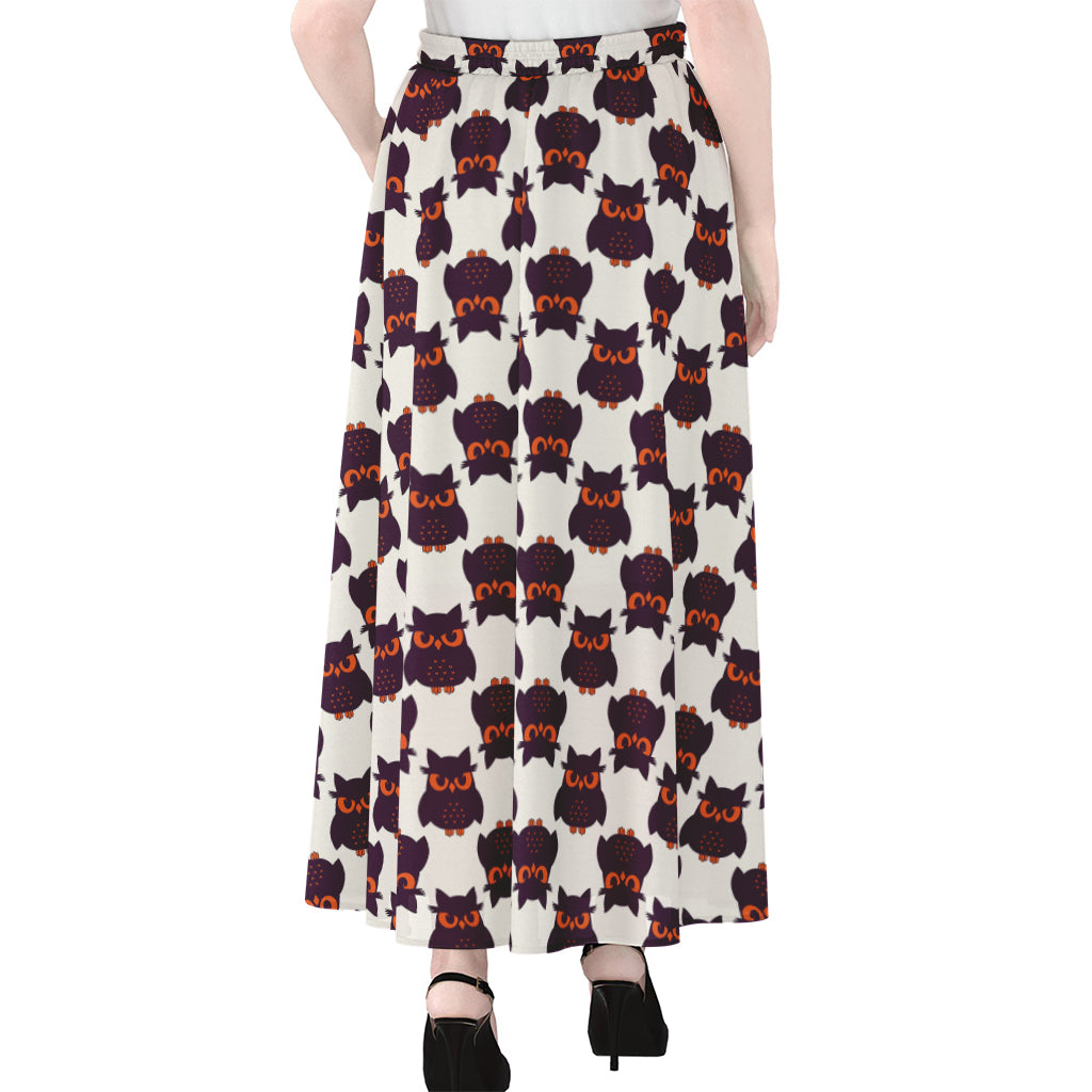 Halloween Owl Pattern Print Chiffon Maxi Skirt