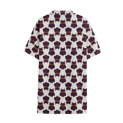 Halloween Owl Pattern Print Cotton Hawaiian Shirt