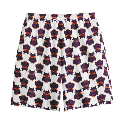 Halloween Owl Pattern Print Cotton Shorts