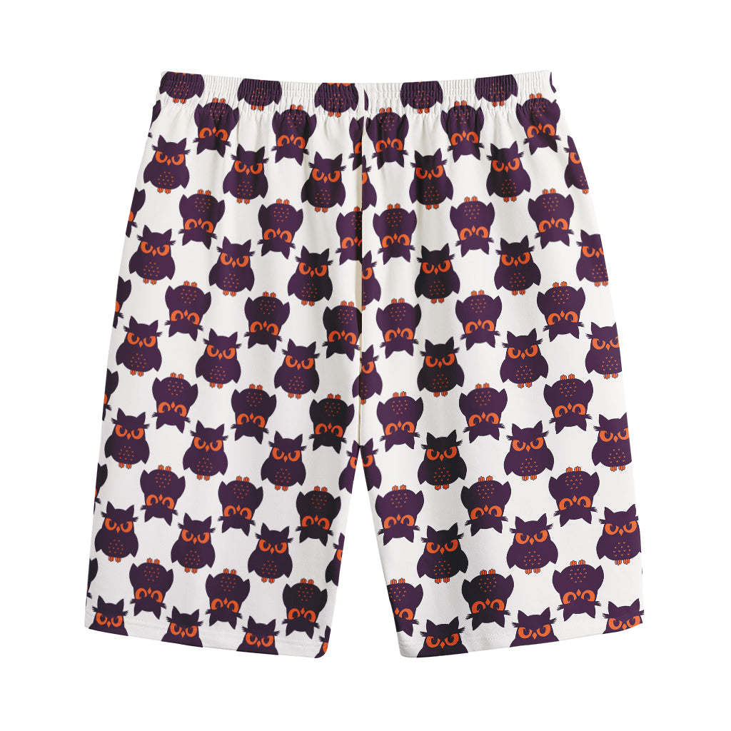 Halloween Owl Pattern Print Cotton Shorts