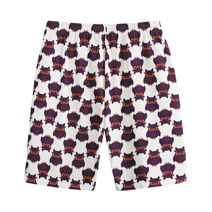 Halloween Owl Pattern Print Cotton Shorts