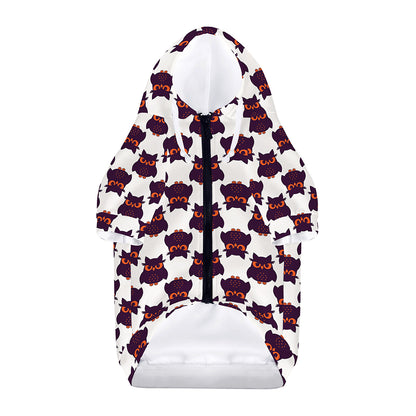 Halloween Owl Pattern Print Dog Zip Up Hoodie