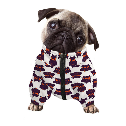 Halloween Owl Pattern Print Dog Zip Up Jacket