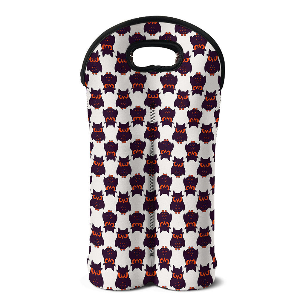 Halloween Owl Pattern Print Double Neoprene Wine Tote
