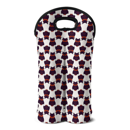 Halloween Owl Pattern Print Double Neoprene Wine Tote