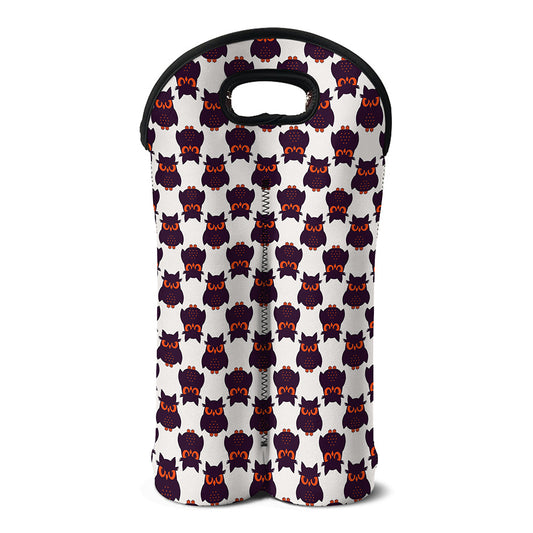Halloween Owl Pattern Print Double Neoprene Wine Tote