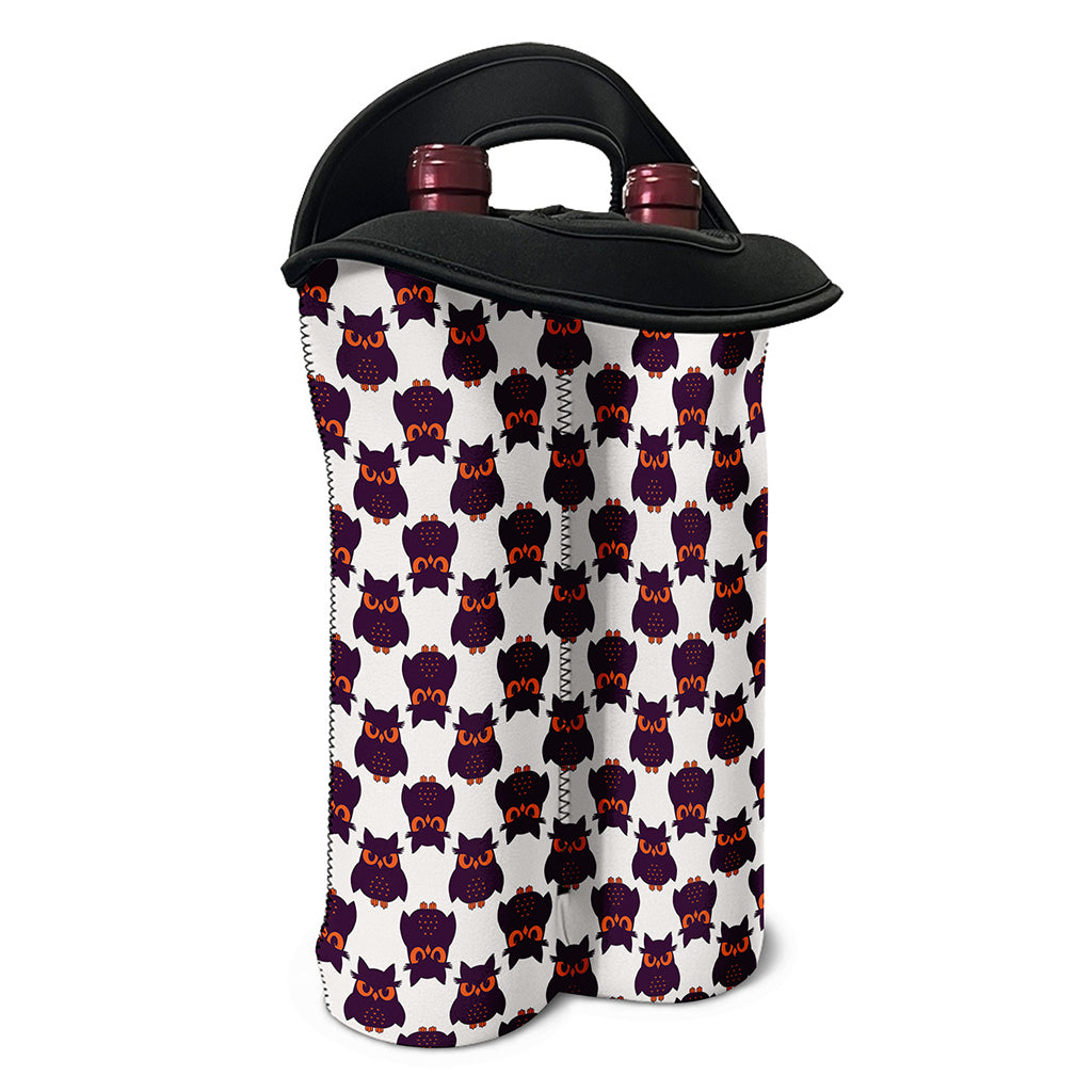 Halloween Owl Pattern Print Double Neoprene Wine Tote