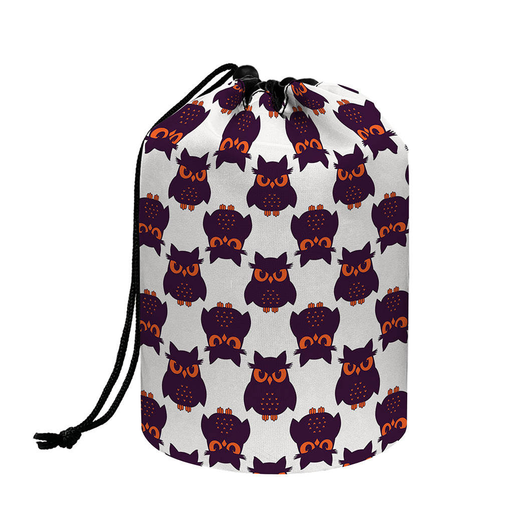 Halloween Owl Pattern Print Drawstring Makeup Bag