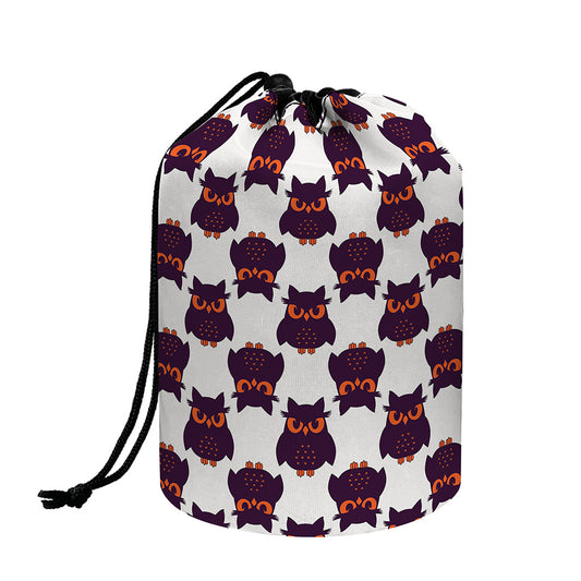 Halloween Owl Pattern Print Drawstring Makeup Bag