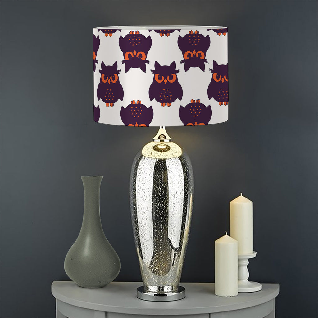 Halloween Owl Pattern Print Drum Lamp Shade