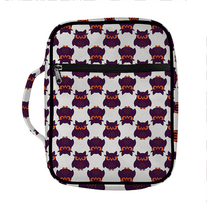 Halloween Owl Pattern Print Front Pocket Bible Bag