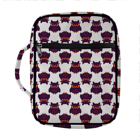 Halloween Owl Pattern Print Front Pocket Bible Bag