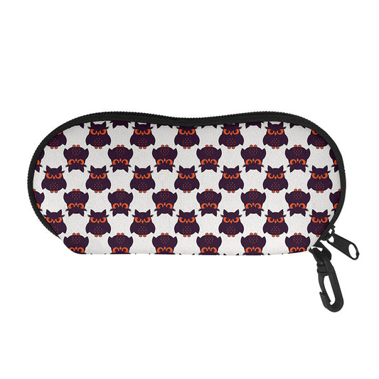 Halloween Owl Pattern Print Glasses Case