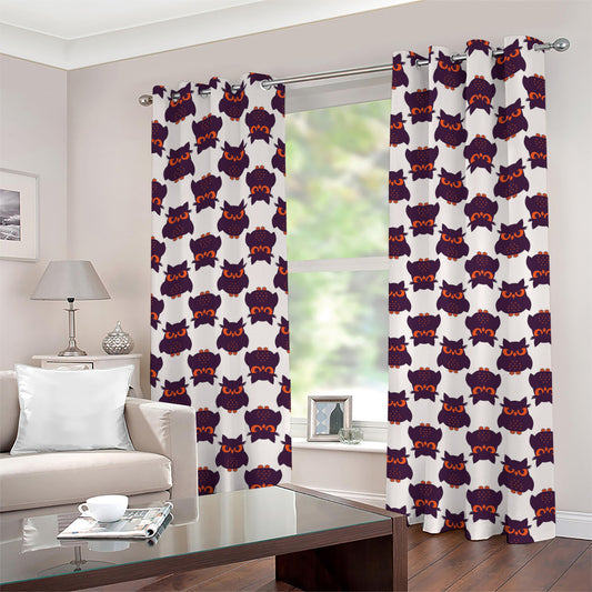 Halloween Owl Pattern Print Grommet Curtains