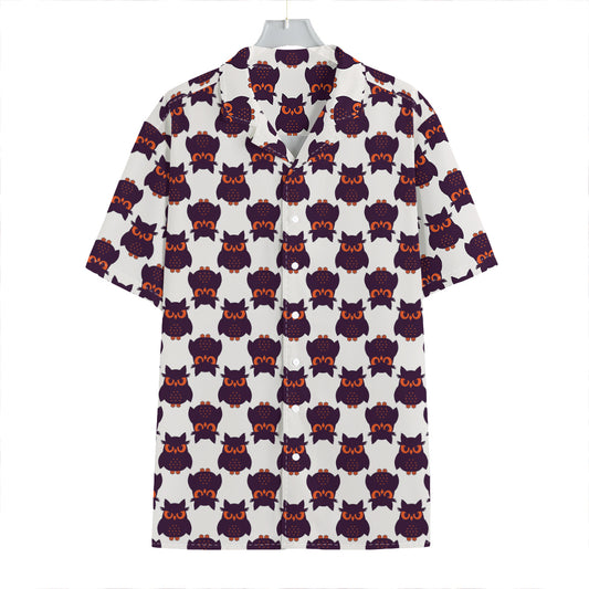Halloween Owl Pattern Print Hawaiian Shirt