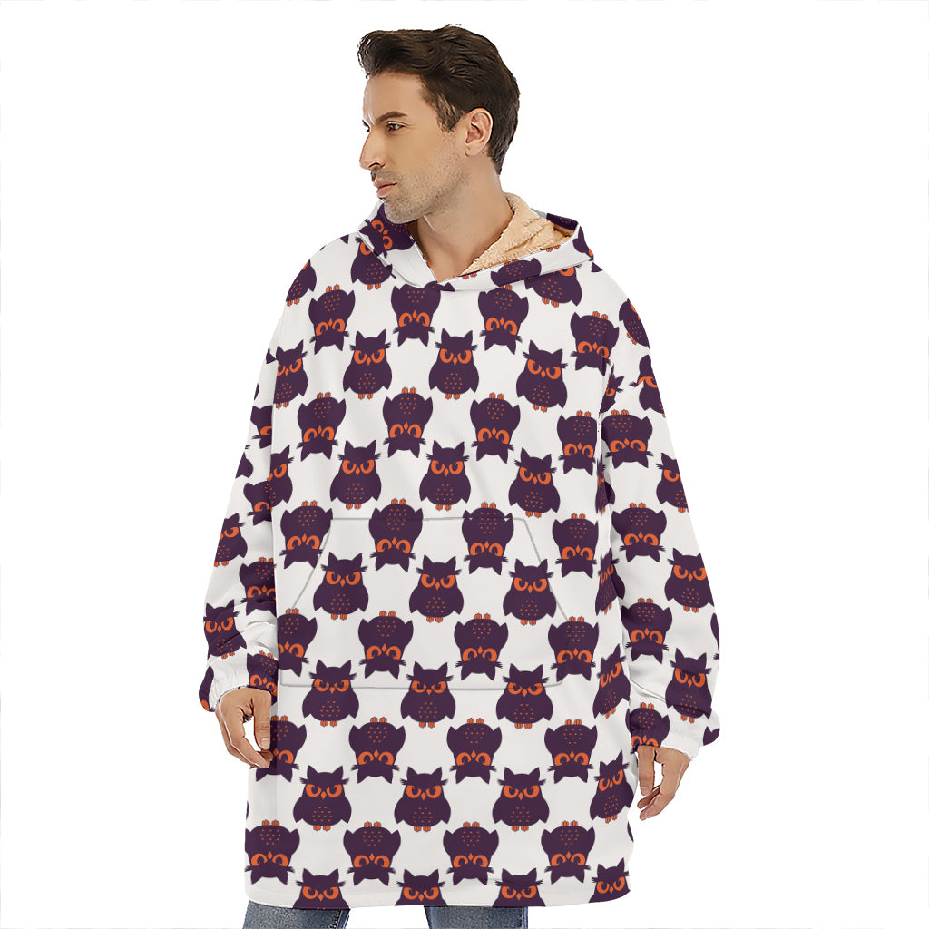 Halloween Owl Pattern Print Hoodie Blanket