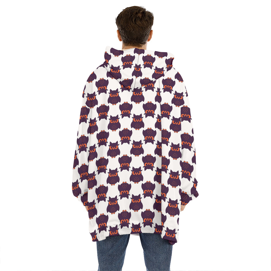 Halloween Owl Pattern Print Hoodie Blanket