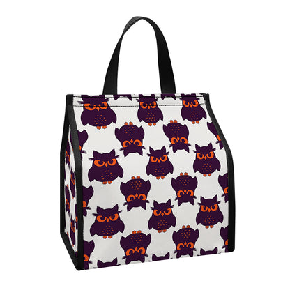 Halloween Owl Pattern Print Insulated Lunch Tote