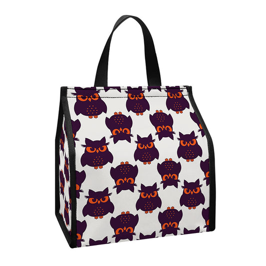 Halloween Owl Pattern Print Insulated Lunch Tote
